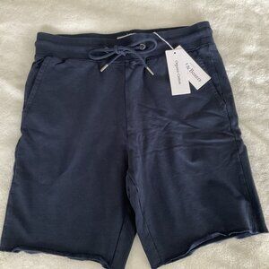 Bread & Boxers Men's S Lounge Sweat Shorts Slim Fit Organic Cotton Navy Blue